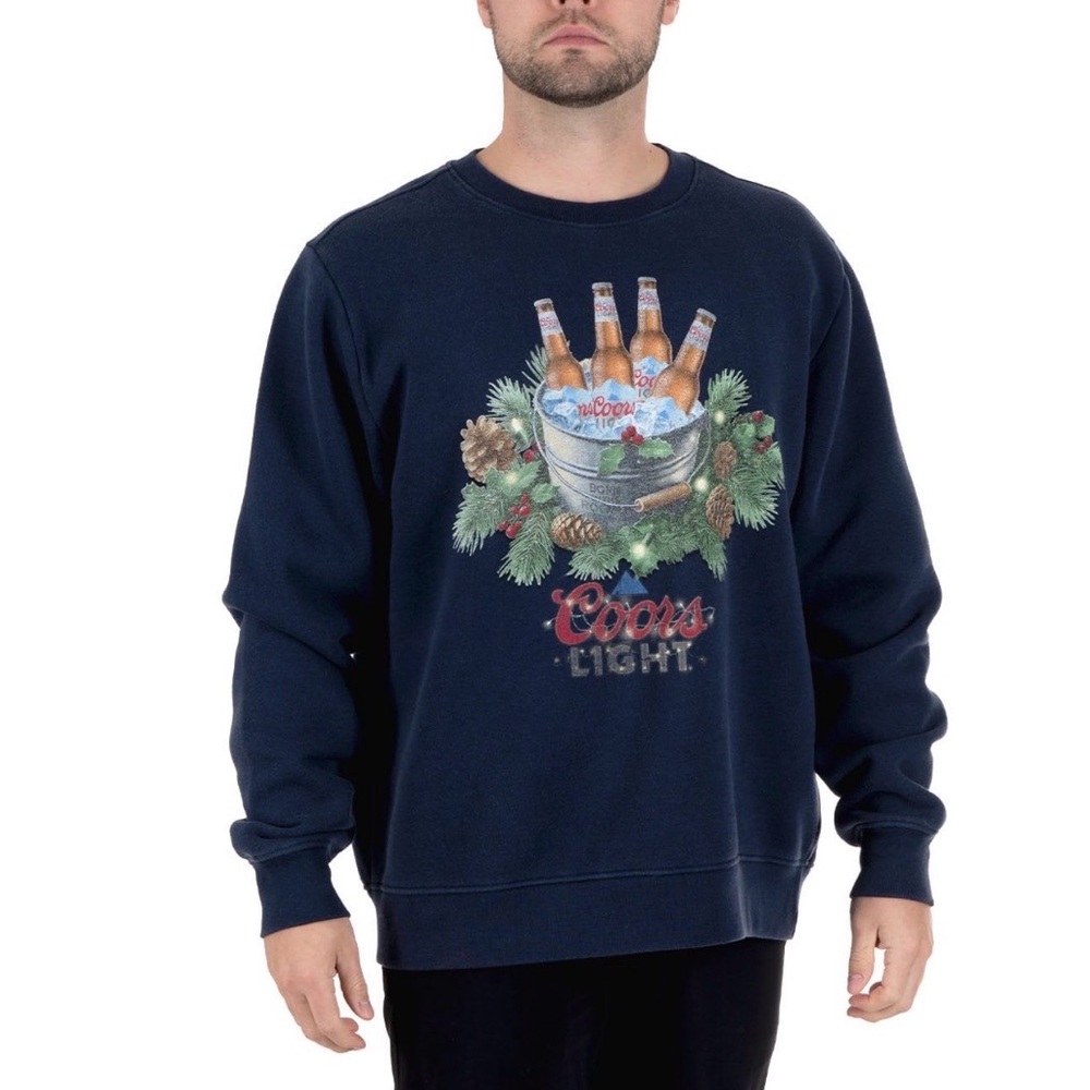 Coors lights men’s Large Navy Sweater sweatshirt NEW
